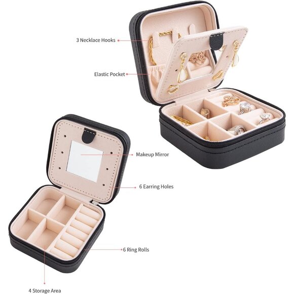 Travel jewelry case Travel jewelry box Travel Jewelry Organizer Small Jewelry Or - Picture 5 of 7
